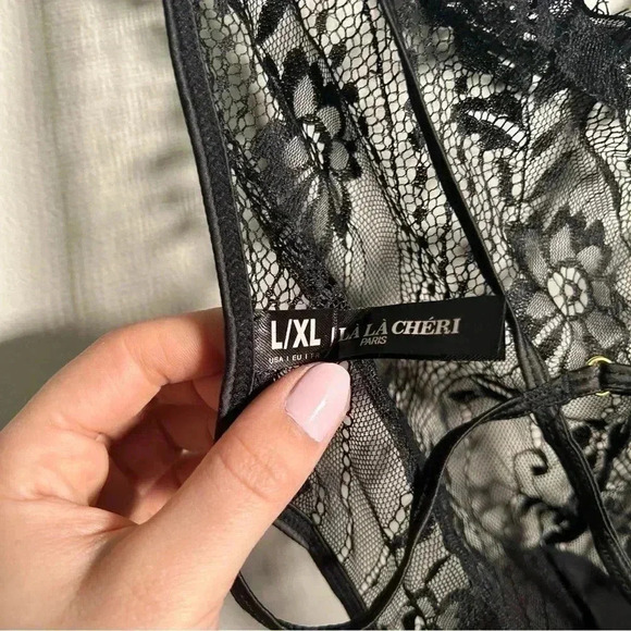 NWOT OH LA LA CHERI BLACK LACE STRAPPY TEDDY LINGERIE L/XL - Picture 5 of 6